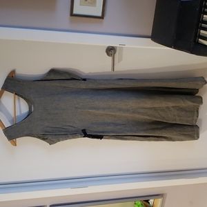 FLAX 100% linen midi blk/white speckled dress